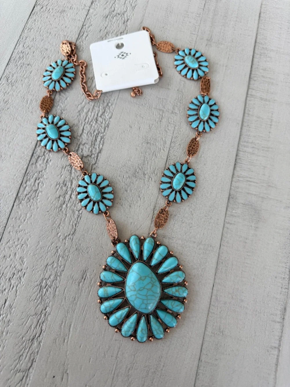 Western Fashion Turquoise Statement Sunburst Necklace - Women Jewelry